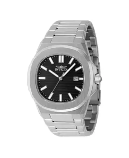 Мужские часы 48319 Speedway Quartz 3 Hand с черным циферблатом Invicta, серебряный 22577298 | silver