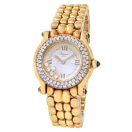 Pre-owned Chopard Happy Sport Classic Round Quartz Diamond White Dial Ladies Watch 276151-0005
