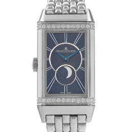 Pre-owned Jaeger-LeCoultre Reverso Duetto Hand-Wind Blue Dial Ladies Watch Q3358120