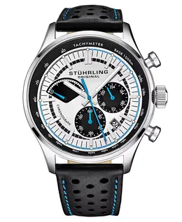 Мужские черные кожаные часы с ремешком 42 мм Stuhrling, черный 10540689 | black