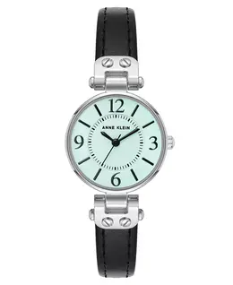 Женские часы Quartz Black Essential с кожаным ремешком и металлическим браслетом серебристого оттенка, 26 мм Anne Klein, мультиколор 19246296 | black/aqua/silver-tone