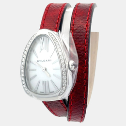 Bulgari Serpenti 102920 Quartz Mother of Pearl Stainless Steel Women's Watch, 27 mm