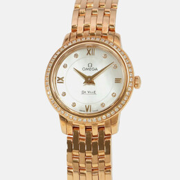Omega De Ville Prestige 424.55.24.60.55.002 Quartz White MOP 18K Rose Gold Women's Wristwatch 24 mm 1203056