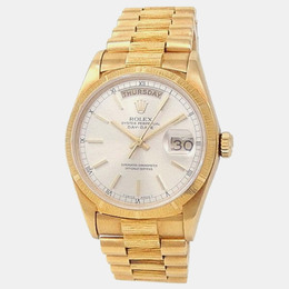Rolex Day-Date 18078 Mens Automatic Silver Dial Yellow Gold Watch