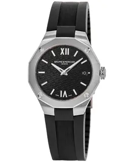 Baume & Mercier Riviera Black Dial Rubber Strap Women's Watch 10613