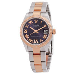 Rolex Datejust 31 Aubergine Diamond Dial Automatic Ladies Steel and 18kt Everose Gold Oyster Watch 278271aurdo