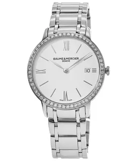 Baume & Mercier Classima Quartz Custom Diamond Bezel Steel Women's Watch - Model 10356-CD