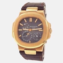 Patek Philippe Nautilus 5712R-001 Automatic Brown Dial, 18K Rose Gold Case with Integrated Bracelet Men's Wristwatch