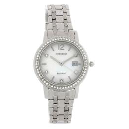 Citizen Silhouette FE1180-65D Ladies Watch - Silver Stainless Steel, Pearl Dial
