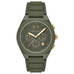 Armani Exchange ax4169 Chronograph Quartz Mens Watch Green Dial Stainless Steel & Rubber Strap