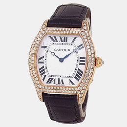 Cartier Tortue Men's Manual Winding Rose Gold Dial Watch with Diamonds - Model WA503951