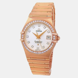 Omega Constellation 131.55.29.20.55.001 Automatic Mother of Pearl Diamonds 18K Rose Gold Women’s Wristwatch 29 mm 1206108