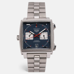 Tag Heuer Stainless Steel Silver Monaco WW2115 Automatic Chronograph Men's Wristwatch 39 mm 1205899