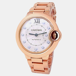 Cartier Ballon Bleu WE902062 Automatic Silver Diamond 18K Rose Gold Women’s Wristwatch 33 mm
