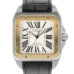 Pre-owned Cartier Santos 100 Automatic Silver Dial Mens Watch W20072X7