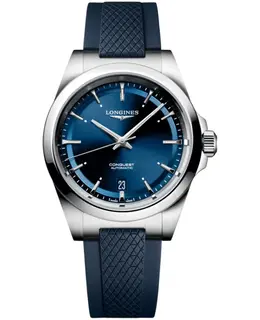 Longines Conquest Automatic Blue Dial Rubber Strap Men's Watch - Model L3.720.4.92.9