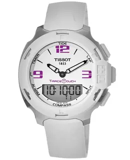 Tissot T-Race Touch Chronograph White Dial Rubber Strap Men's Watch - Model t081.420.17.017.00