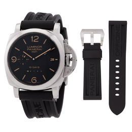 Pre-owned Panerai Luminor 1950 10 Days Gmt Automatic Black Dial Mens Watch pam00533