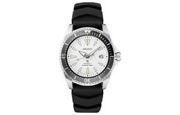 Seiko Автоматические механические часы с силиконовым ремешком, мужские часы, белый циферблат, spb191j1