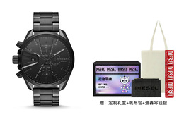 Diesel Наручные часы MS9 CHRONO Collection с кварцевым механизмом, ремешком из нержавеющей стали, 48 мм, черный циферблат, мужские часы DZ4537 dz4537 | box