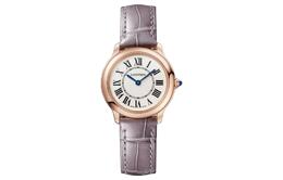 Женские часы Cartier RONDE DE с кварцевым механизмом, белым циферблатом, стальным корпусом и ремешком из крокодиловой кожи wgrn0013