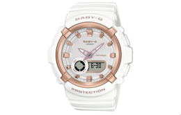Casio Женские часы с кварцевым механизмом, ремешком из смолы и белым циферблатом bga-280ba-7a
