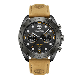 Timberland Наручные часы Carrigan Collection с кварцевым механизмом, кожаным ремешком, 44 мм, черный циферблат, мужские часы tdwgf2230501
