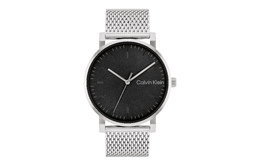 Calvin Klein CK/ Наручные часы с кварцевым механизмом, ремешком из нержавеющей стали, черным циферблатом, мужские часы 25200260 25200260 | silver