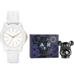 Armani Exchange Наручные часы AE, кварцевый механизм, силиконовый ремешок, белый циферблат, женские часы, подарочная коробка-шедевр ax7126l | masterpiece gift box
