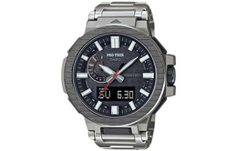 Casio Мужские часы PRO TREK с кварцевым механизмом, титановым ремешком и черным циферблатом prx-8001yt-7jf | black
