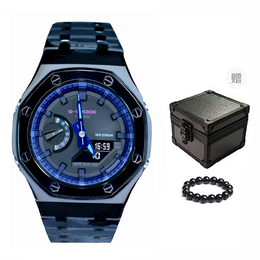 Casio Мужские часы с двойным дисплеем, жидкокристаллическим/аналоговым циферблатом, 44 мм, черные ga-2100-1a1（watch3-改装-赫尔墨斯）