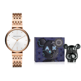 Armani Exchange Наручные часы AE с кварцевым механизмом, ремешком из нержавеющей стали и белым циферблатом. Женские часы ax5901礼盒 | rose gold