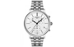 Tissot Мужские часы серии Carson Elite с кварцевым механизмом, 41 мм, белый циферблат, корпус из нержавеющей стали, ремешок из нержавеющей стали t122.417.11.011.00