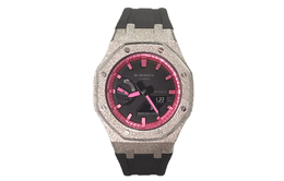 Casio Мужские часы с двойным дисплеем, жидкокристаллическим/аналоговым циферблатом, 44 мм, черные ga-2100-1a1改装-霜银沙暗粉红