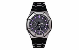 Casio Мужские часы с двойным дисплеем, жидкокристаллическим/аналоговым циферблатом, 44 мм, черные ga-2100-1a1（watch3-改装-黑钢紫）