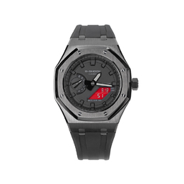 Casio Унисекс-часы с двумя жидкокристаллическими/аналоговыми дисплеями, 44,5 мм, черные ga-2100-1a1改装-红眼血屏