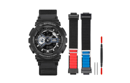 Casio Часы унисекс с двумя жидкокристаллическими/аналоговыми дисплеями, 51,2 мм, черные ga-110-1b改装-高山回环