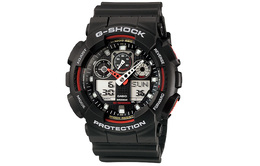 Casio Мужские часы с двойным жидкокристаллическим/аналоговым дисплеем, черные, ga-100-1a4dr