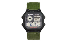 Casio Часы унисекс YOUTH Black Watch ae-1200wh-1a改装-黑方块尼龙军绿