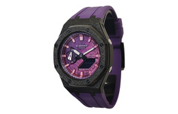 Casio Мужские часы с жидкокристаллическим/аналоговым дисплеем, 44 мм, фиолетовые ga-2100ske-7a改装-霜黑幻梦紫