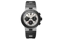 Bulgari ∙ Коллекционные наручные часы с автоматическим механизмом, резиновым ремешком и белым циферблатом, мужские часы 103383