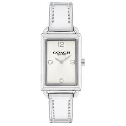 Coach Наручные часы с кварцевым механизмом, кожаным ремешком, 34 мм, белый циферблат, унисекс cx690-slv
