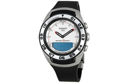 Tissot Коллекция сенсорных экранов, кварцевый механизм, мужские часы, 45 мм, белый циферблат, корпус из нержавеющей стали, резиновый ремешок t056.420.27.031.00