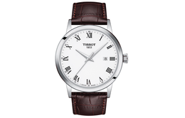 Tissot Мужские кварцевые часы с циферблатом 42 мм, корпусом из нержавеющей стали с белым циферблатом и кожаным ремешком t129.410.16.013.00