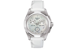 Tissot Женские часы с кварцевым механизмом PRC100 Collection, 33 мм, белый циферблат, корпус из нержавеющей стали, кожаный ремешок t008.217.16.111.00
