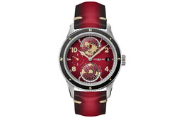 Montblanc Автоматические механические мужские часы с циферблатом 42 мм, красным механизмом и ремешком из коровьей кожи 129177
