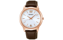 Seiko Мужские часы с кварцевым механизмом на солнечной батарее, ремешком из коровьей кожи, белым циферблатом sbpl030