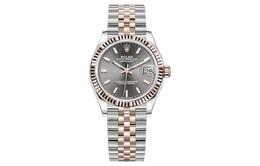 Rolex Женские часы Log Series с автоматическим механизмом, 31 мм, серый циферблат, корпус из стали Oystersteel 18-каратного розового золота m278271-0018
