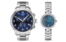 Tissot Часы унисекс с кварцевым механизмом, 45 мм, синий циферблат, корпус из нержавеющей стали, ремешок из нержавеющей стали t1166171104701+t0942101112100