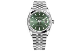 Rolex Женские часы Log Series с автоматическим механизмом, 36 мм, зеленый циферблат, корпус из стали Oystersteel, ремешок из стали Oystersteel m126200-0023